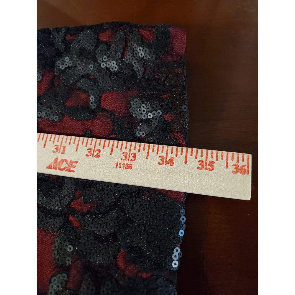 Vtg Cache Mesh Lace Overlay Sequin Sheath Dress Size 8 Black Red Gothic Vamp - Picture 11 of 11